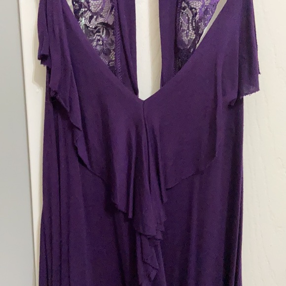 Dark Purple Blouse with Lace - Picture 3 of 5